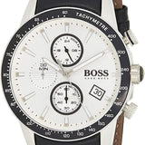 Hugo Boss Rafale Chronograph Quartz Silver Dial Black Leather Strap Watch For Men - 1513403