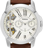 Fossil Grant Twist Multi-Function White Dial Brown Leather Strap Watch for Men - ME1144