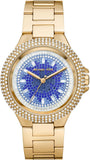 Michael Kors Camille Analog Blue Dial Gold Steel Strap Watch For Women - MK7341