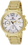 Tommy Hilfiger Claudia White Dial Gold Steel Strap Watch for Women - 1781742