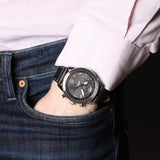 Hugo Boss Pilot Edition Black Dial Black Leather Strap Watch for Men - 1513853
