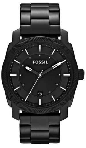 Fossil Machine Black Dial Black Steel Strap Watch for Men - FS4775