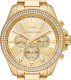 Michael Kors Wren Chronograph Gold Dial Gold Steel Strap Watch for Women - MK7428