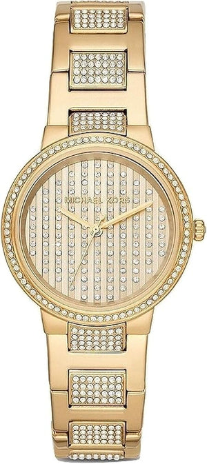 Michael Kors Gabbi Quartz Crystals Gold Dial Gold Steel Strap Watch For Women - MK3985