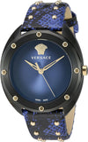 Versace Shadov Quartz Black Dial Blue Leather Strap Watch for Men - VEBM00418