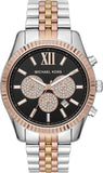 Michael Kors Lexington Chronograph Crystals Black Dial Two Tone Steel Strap Watch for Men - MK8714