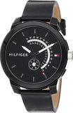 Tommy Hilfiger Denim Quartz Black Dial Black Leather Strap Watch for Men - 1791479