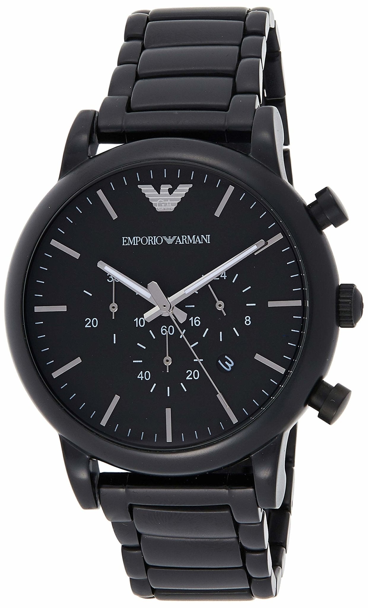 Emporio Armani Luigi Chronograph Black Dial Black Stainless Steel Watc