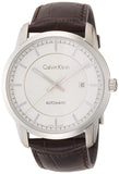 Calvin Klein Infinity Silver Dial Brown Leather Strap Watch for Men - K5S341G6