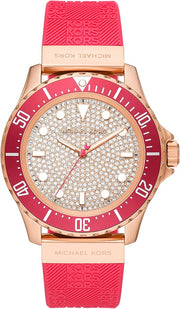 Michael Kors Everest Analog Rose Gold Dial Pink Silicone Strap Watch For Women - MK7359