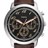 Fossil Neutra Chronograph Black Dial Brown Leather Strap Watch for Men - FS6024