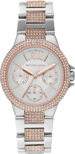 Michael Kors Camille Multifunction White Dial Two Tone Steel Strap Watch For Women - MK6846