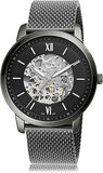 Fossil Neutra Automatic Skeleton Black Dial Grey Mesh Strap Watch for Men - ME3185