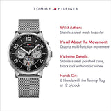 Tommy Hilfiger Quartz Chronograph Black Dial Silver Mesh Bracelet Watch for Men - 1791292