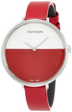Calvin Klein Rise Yellow Red Dial Red Leather Strap Watch for Women - K7A231UP