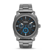 Fossil Machine Chronograph Brown Dial Grey Steel Strap Watch for Men - FS4931