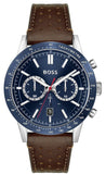 Hugo Boss Allure Chronograph Blue Dial Brown Leather Strap Watch for Men - 1513921