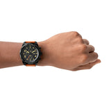 Fossil Bronson Black Dial Brown Leather Strap Watch for Men - FS5714