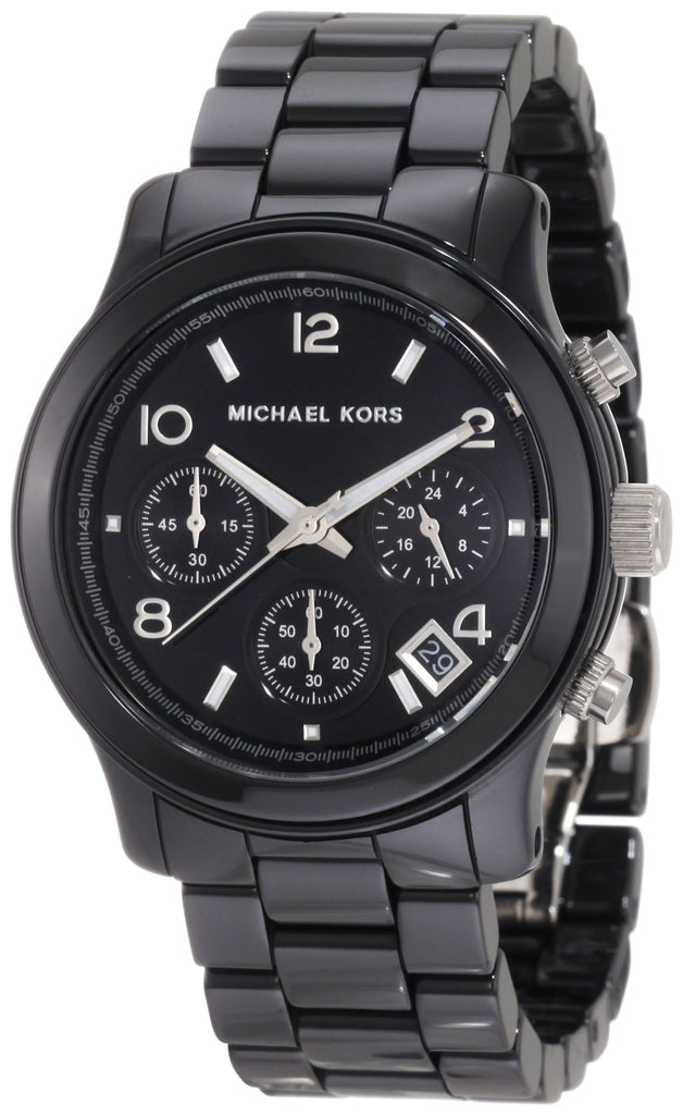 Michael Kors Runway Black Ceramic Dial Black Steel Strap Watch for Women - MK5162