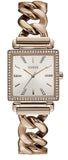 Guess Vanity Diamonds Silver Dial Gold Steel Strap Watch for Women - W1030L4