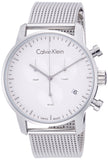 Calvin Klein City Chronograph White Dial Silver Mesh Bracelet Watch for Men - K2G27126