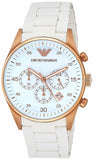 Emporio Armani Sportivo Chronograph White Dial White Rubber Strap Watch For Men - AR5919