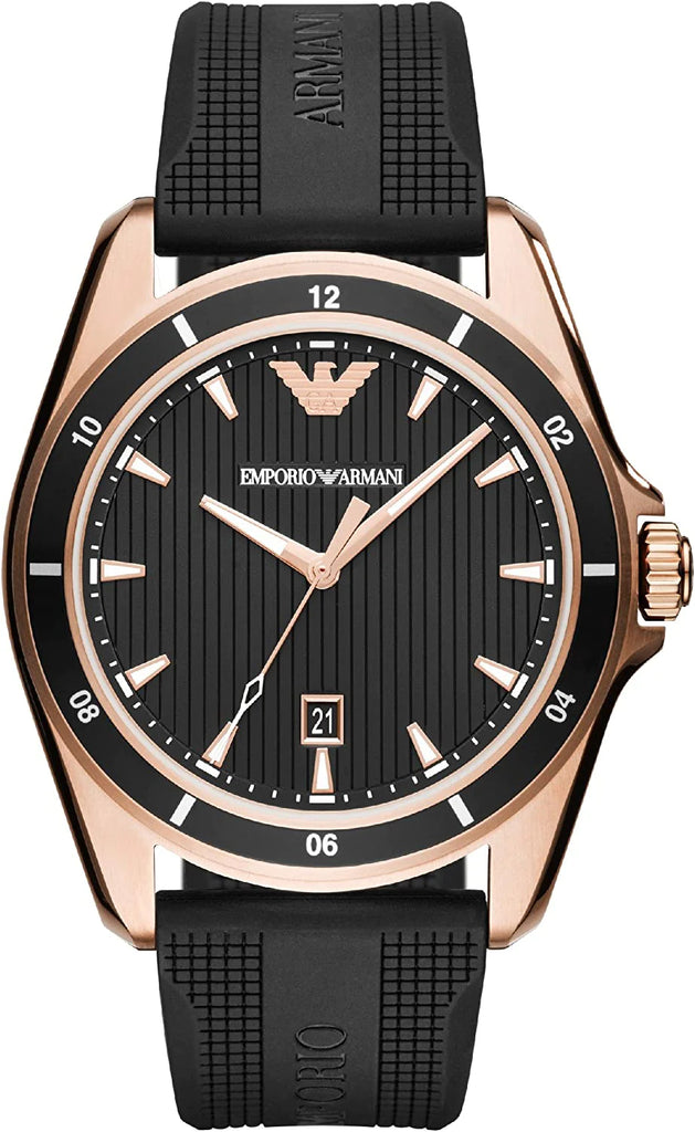 Emporio Armani Sport Reloj de cuarzo con esfera negra y correa de