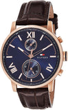 Tommy Hilfiger Alden Quartz Blue Dial Brown Leather Strap Watch for Men - 1791308