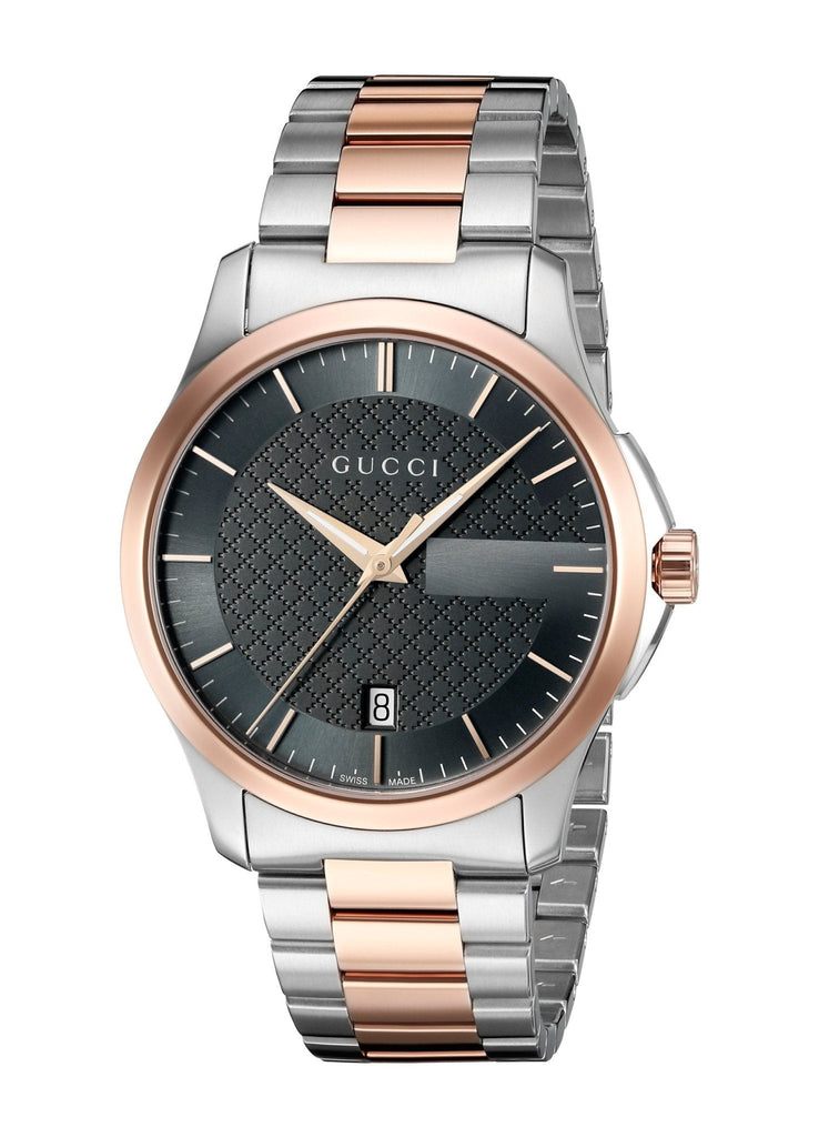 Gucci G Timeless Grey Dial Two Tone Steel Strap Watch For Men