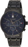 Tommy Hilfiger Kyle Quartz Blue Dial Black Steel Strap Watch for Men - 1791633