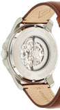 Fossil Grant Automatic Beige Skeleton Dial Brown Leather Strap Watch for Men - ME3099