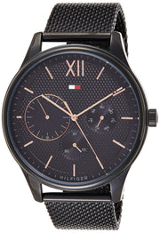 Tommy Hilfiger Damon Quartz Black Dial Black Mesh Bracelet Watch for Men - 1791420
