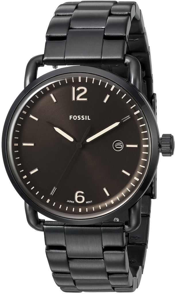 Fossil The Commuter Brown Dial Black Steel Strap Watch for Men