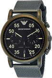 Emporio Armani Luigi Quartz Chronograph Black Dial Green Mesh Bracelet Watch For Men - AR11115