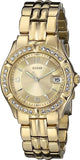 Guess Dazzling Diamonds Gold Dial Gold Steel Strap Watch for Women - W85110L1