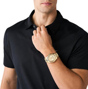 Michael Kors Lexington Quartz Gold Dial Gold Steel Strap Watch For Men - MK8947