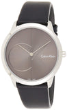 Calvin Klein Minimal Black Dial Black Leather Strap Watch for Men - K3M211C3