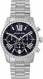 Michael Kors Lexington Chronograph Black Dial Silver Steel Strap Watch For Women - MK7277