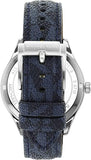 Michael Kors Benning Three Hand Silver Dial Blue Leather Strap Watch For Men - MK8930