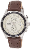 Fossil Wakefield Chronograph White Dial Brown Leather Strap Watch for Men - CH2943