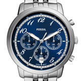 Fossil Neutra Chronograph Blue Dial Silver Steel Strap Watch for Men - FS6025