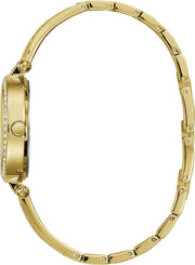 Guess Muse Crystals White Dial Rose Gold Steel Strap Watch For Women - W1008L2