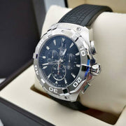Tag Heuer Aquaracer Chronograph Black Dial Black Rubber Strap Watch for Men - CAY1110.FT6041