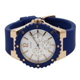 Guess Overdrive White Dial Blue Rubber Strap Watch for Women - W0149L5