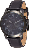 Fossil Grant Chronograph Black Dial Black Leather Strap Watch for Men - FS5132