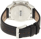 Hugo Boss Aero Chronograph Black Dial Black Leather Strap Watch for Men - 1513770