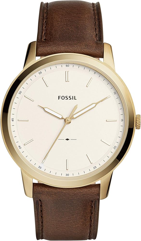 Fossil The Minimalist White Dial Brown Leather Strap Watch for Men