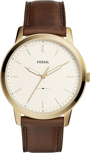 Fossil The Minimalist White Dial Brown Leather Strap Watch for Men - FS5397