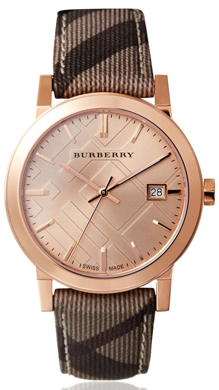 Burberry The City Rose Gold Dial Brown Leather Strap Watch for Women