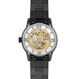 Fossil Townsman Automatic Skeleton Black Dial Black Steel Strap Watch for Men - ME3197